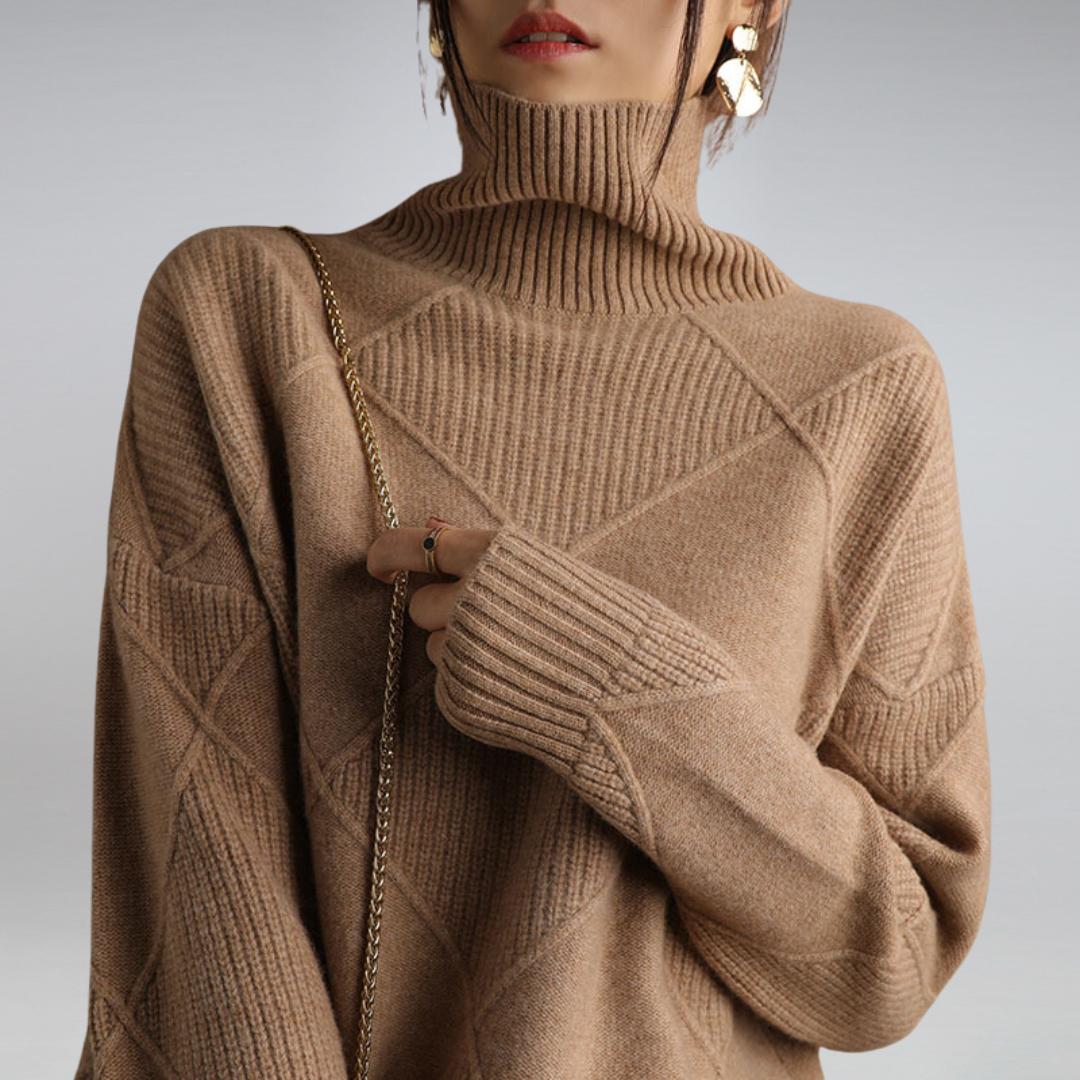 Stilvoller Damenpullover mit Diamantmuster