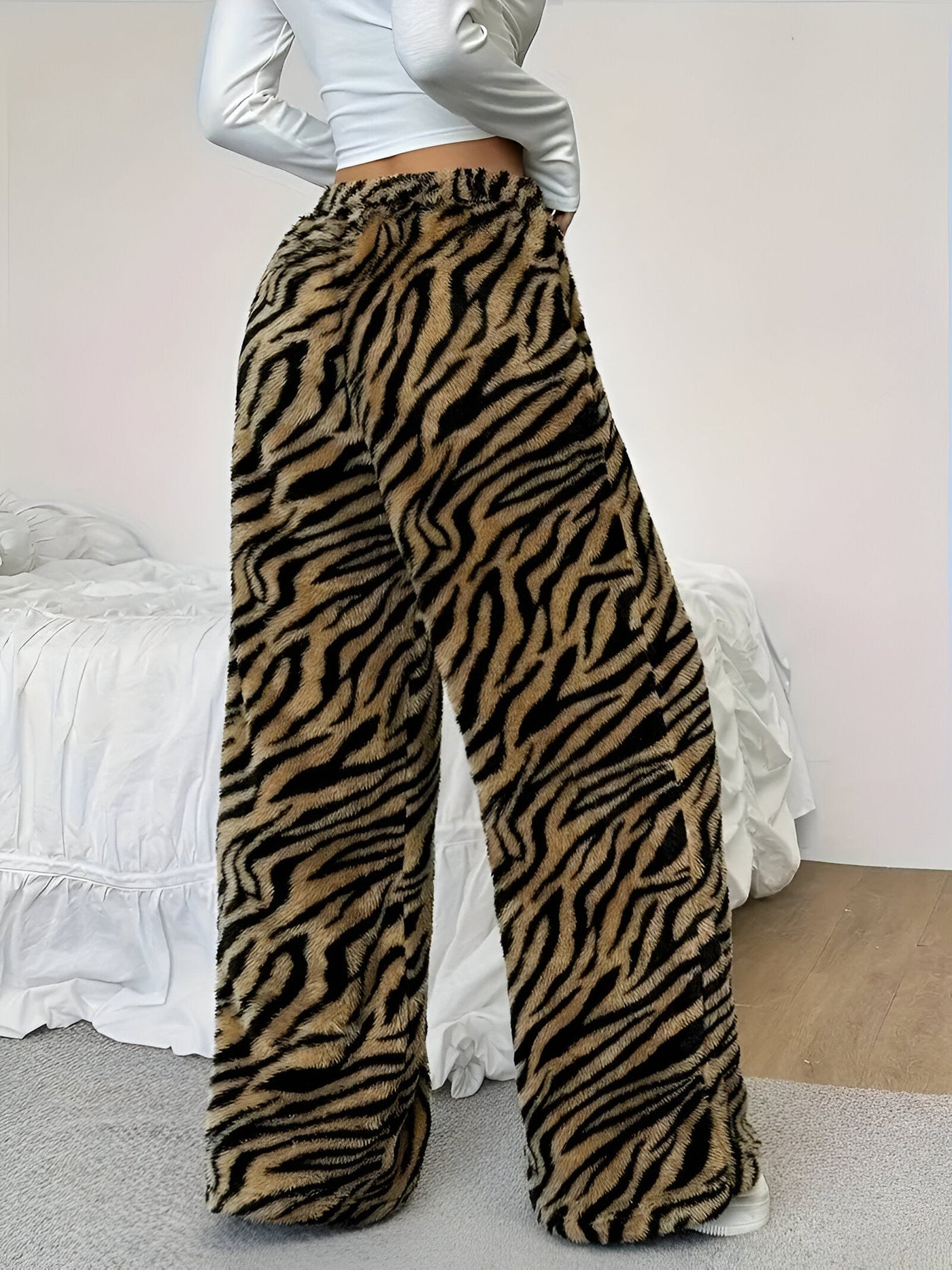 Cäcilia | Elegante Zebra Print Weite Hose für Damen