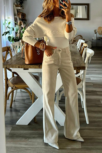 Mae® | Schulterfreier Slim-Fit-Pullover mit Bateau-Kragen