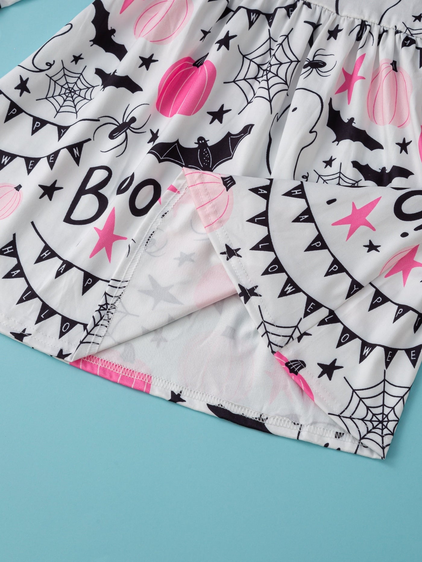 Baby Mädchen Kleid – Cartoon Kürbis & Geister Print