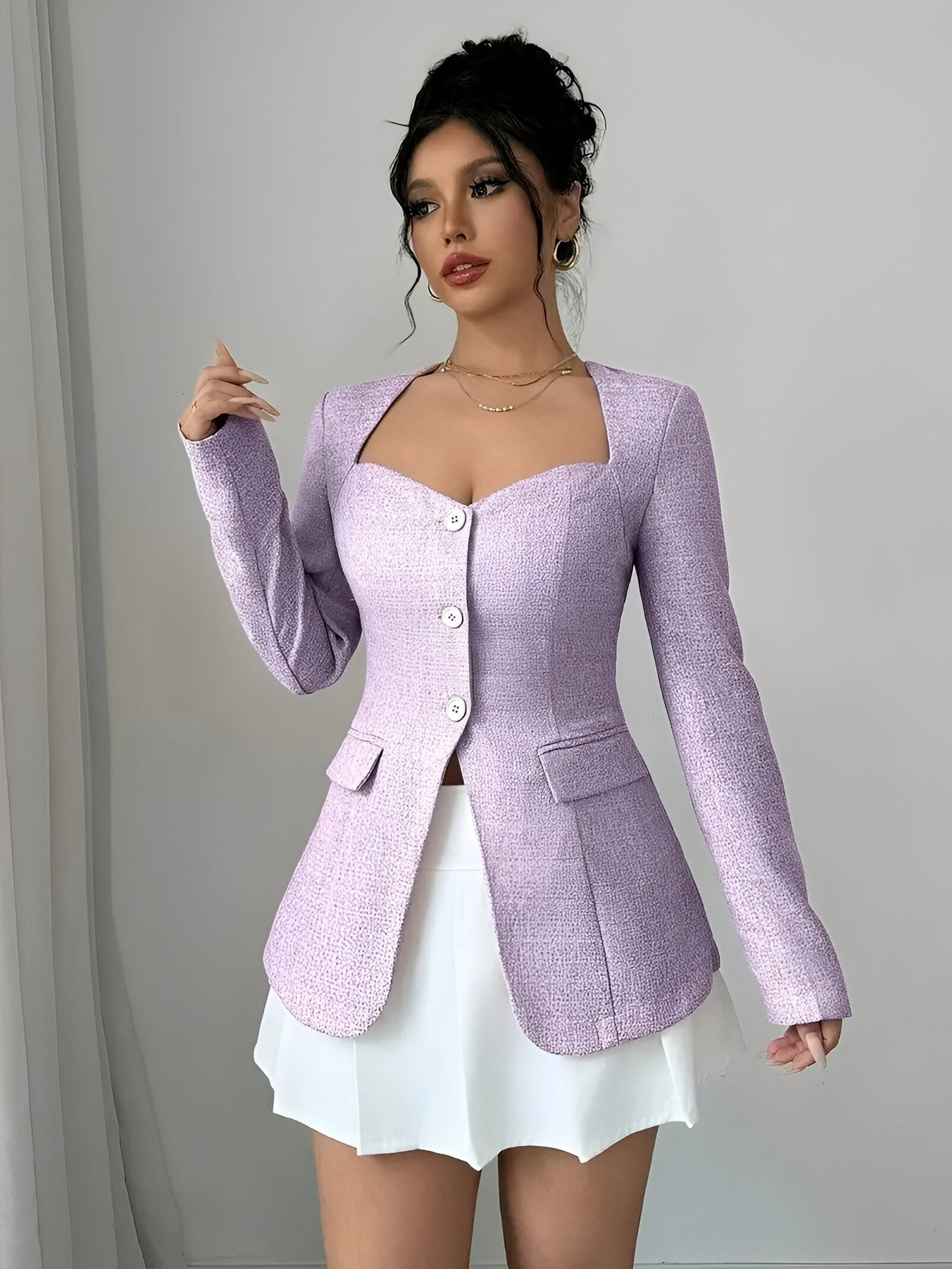 Evalene | Elegante Jacke mit Rüschendetails und langen Ärmeln für Damen