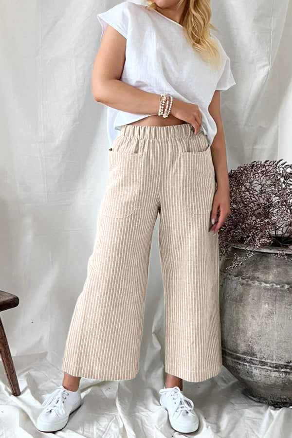 Dorotea® | Baumwolle und Leinen, lockere, modische, lässige, gerade Hose für Damen