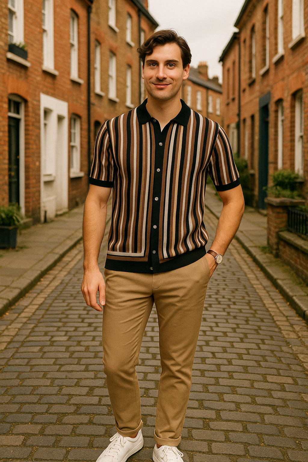 Renzo – Das gestreifte strickpolo für männer mit stilgefühl und premium-charakter