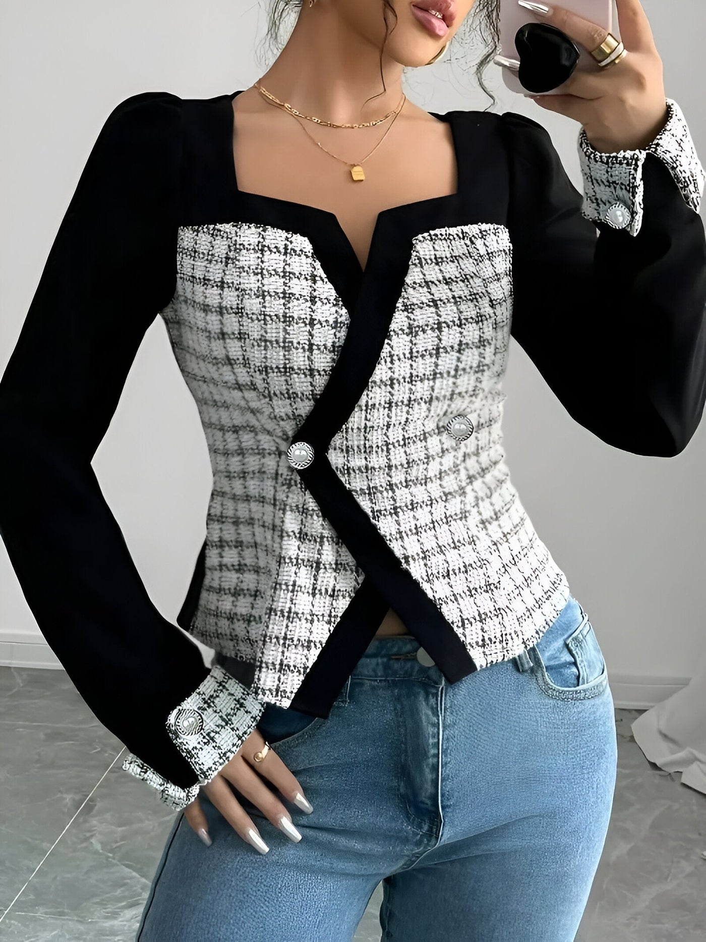 Ruchel | Schicke, französisch inspirierte Plaid-Blazer für Damen
