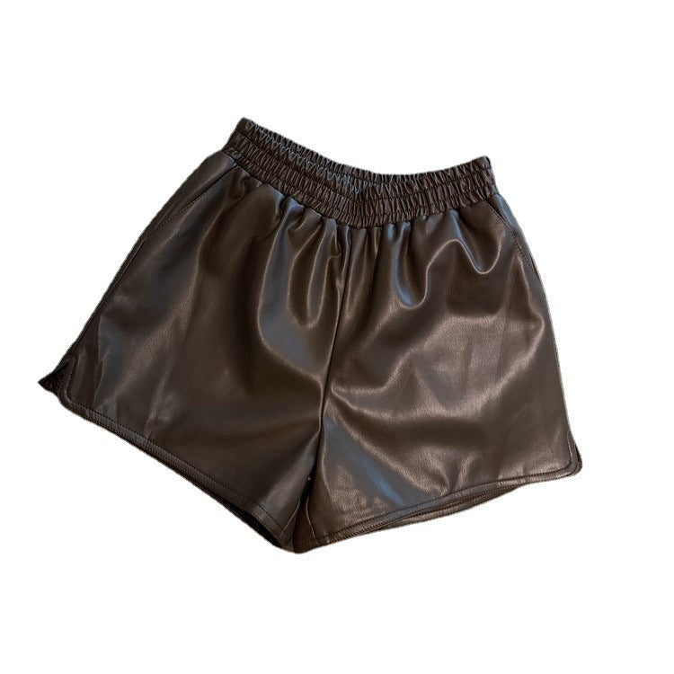 Megan – Hochtaillierte Damen-Shorts aus veganem Leder