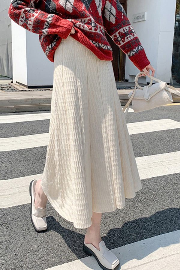 Lisa® | Faltenrock, schlanker, hoch taillierter, mittellanger Pullover mit A-Linien-Rock