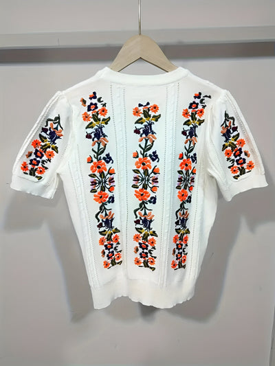 Nadette | Frisches Floral-Top mit kurzen Ärmeln