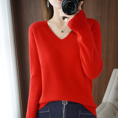 Lieselotte | Gemütlicher V-Ausschnitt Strickpullover