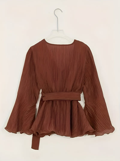 Mais | Elegante V-Ausschnitt-Bluse mit Schleife und Rüschen
