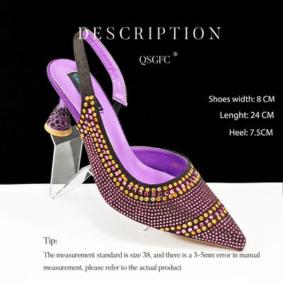 Charlotte – Spitz zulaufende gestreifte Damen High Heels mit Strass