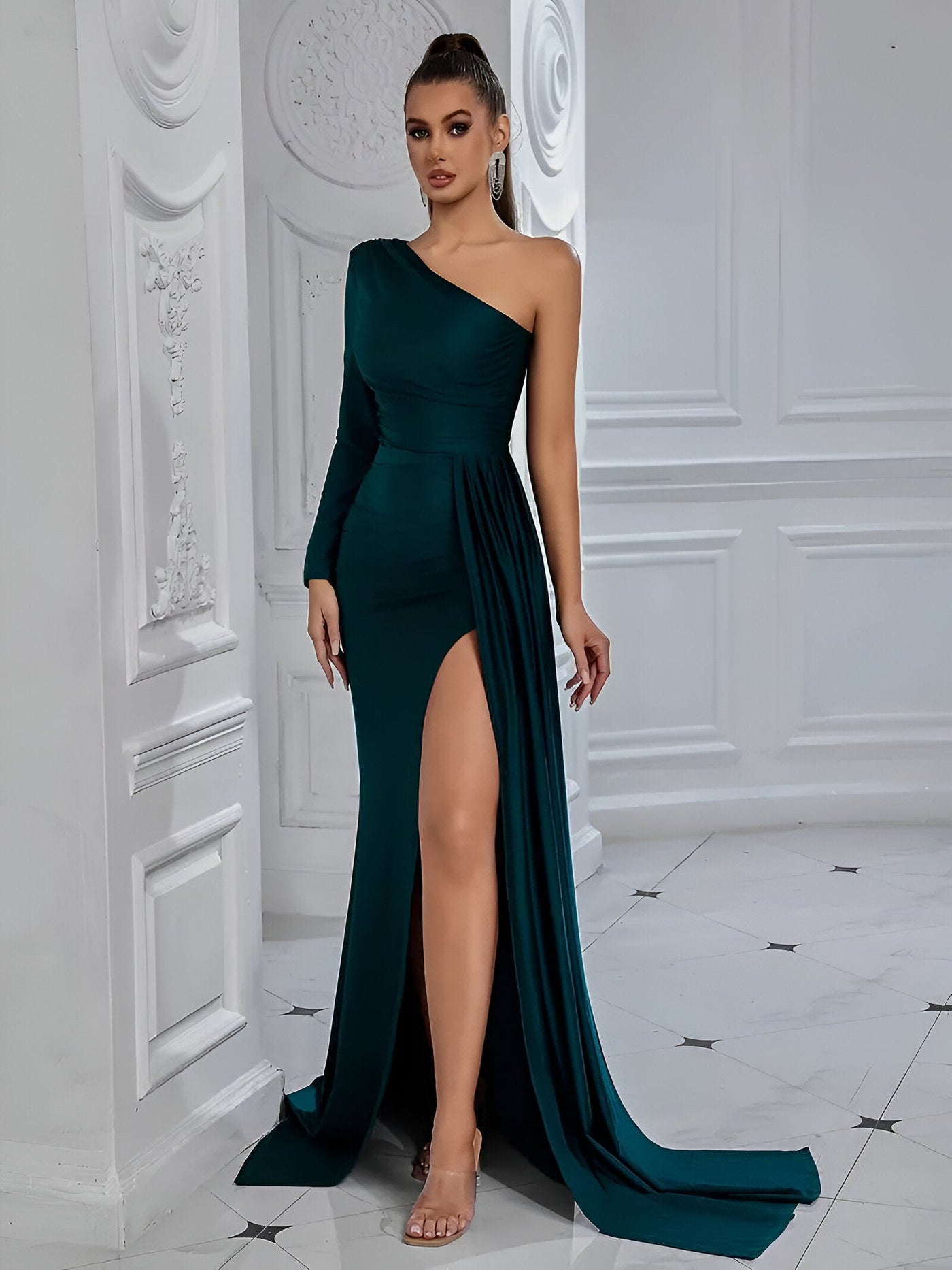 Samira | Elegantes Drapiertes Seidenabendkleid