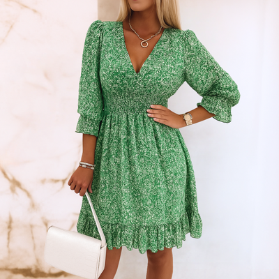 Kim™ | Elegantes Blumenkleid mit Puffärmeln