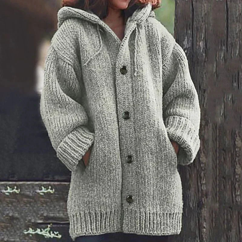 Gestrickter Knopf-Pullover für Frauen