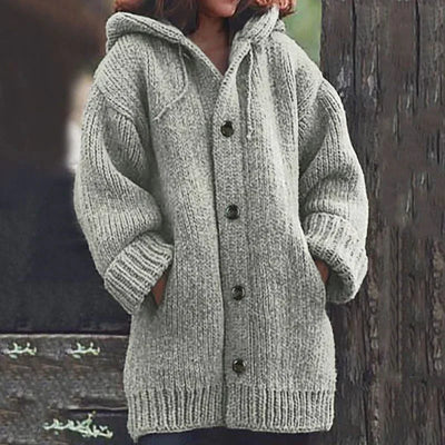 Gestrickter Knopf-Pullover für Frauen