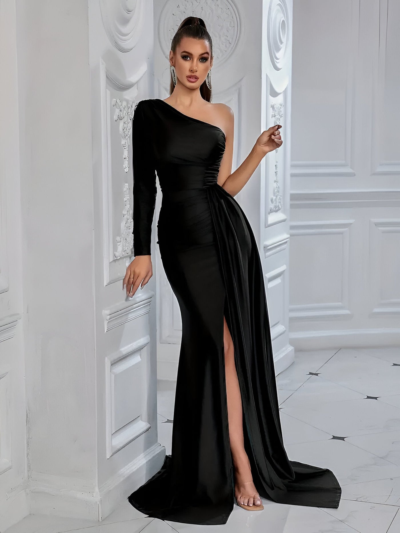 Samira | Elegantes Drapiertes Seidenabendkleid