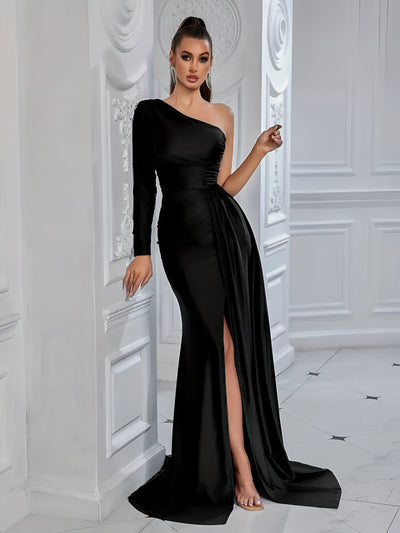 Samira | Elegantes Drapiertes Seidenabendkleid