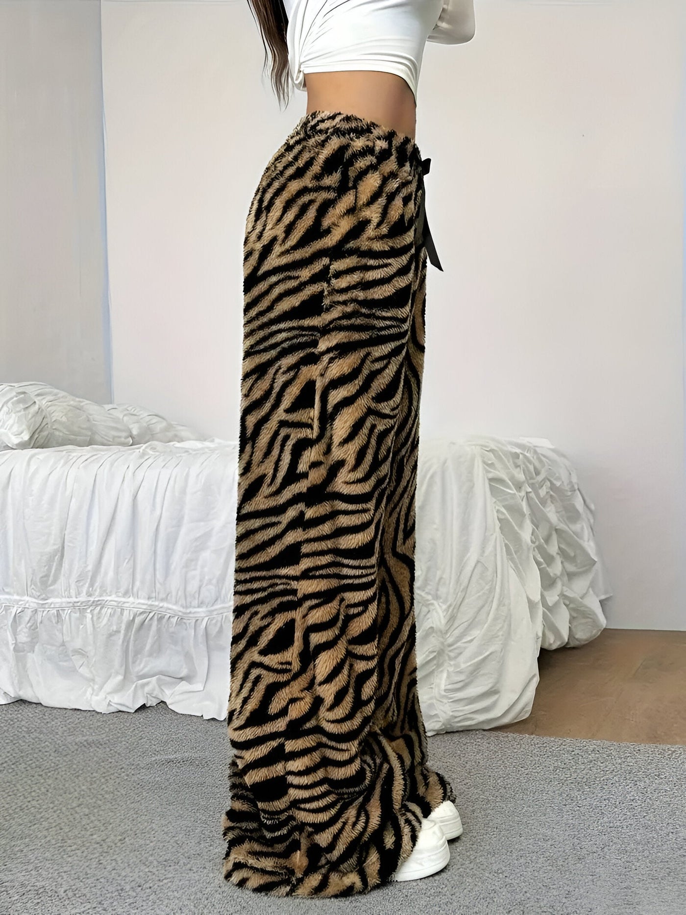 Cäcilia | Elegante Zebra Print Weite Hose für Damen