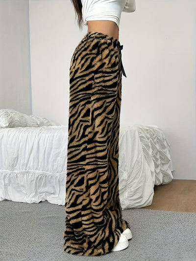 Cäcilia | Elegante Zebra Print Weite Hose für Damen