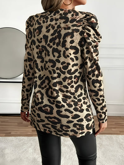 Gudrun | Lässige Jacke mit Leopardenmuster und Offenem Vorderteil