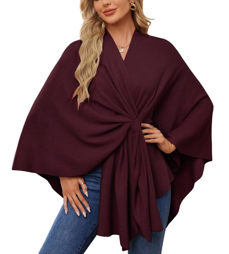 Eleganter Wickelponcho Ivory Weiß - Clara