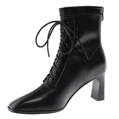 Jessie – Damen Stiefeletten mit eckiger Spitze und hohem Absatz aus veganem Leder