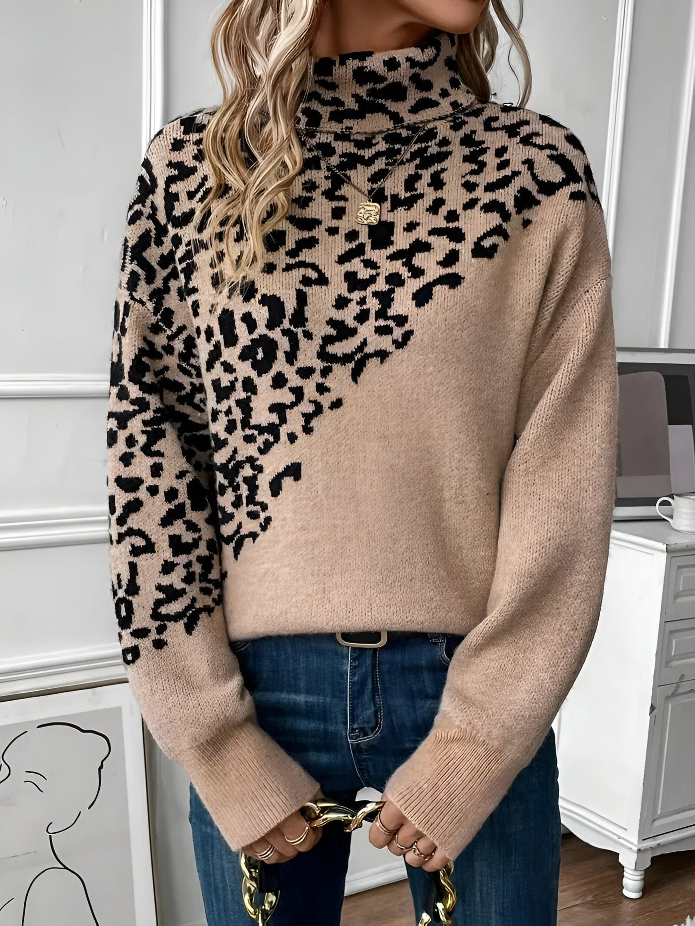 Alisa | Auffälliger und eleganter Leopardenmuster-Pullover