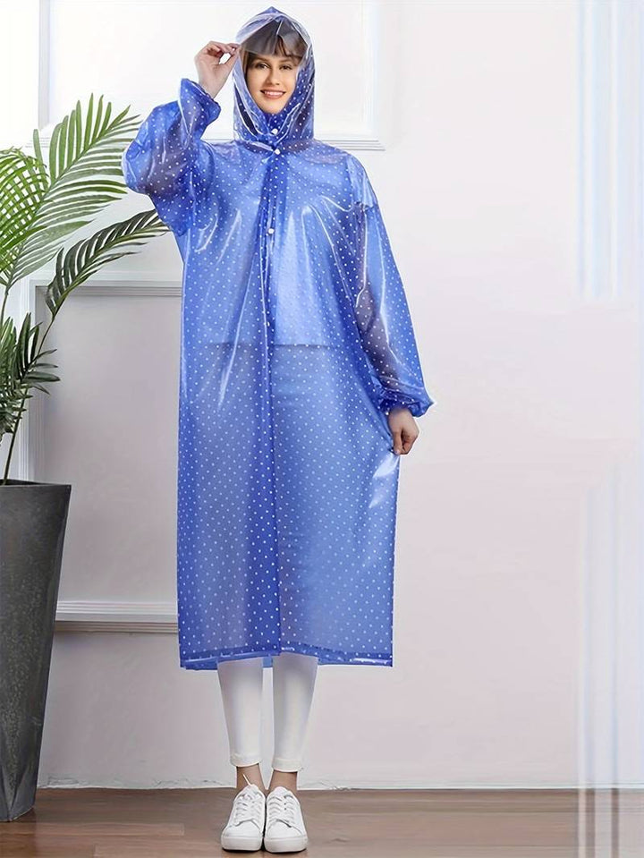 Wasserdichte Damen-Regenjacke mit Kapuze und modischem Punktmuster