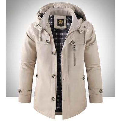 Herren Wintermantel Lang - Wasserdicht mit Kapuze und Praktischen Taschen