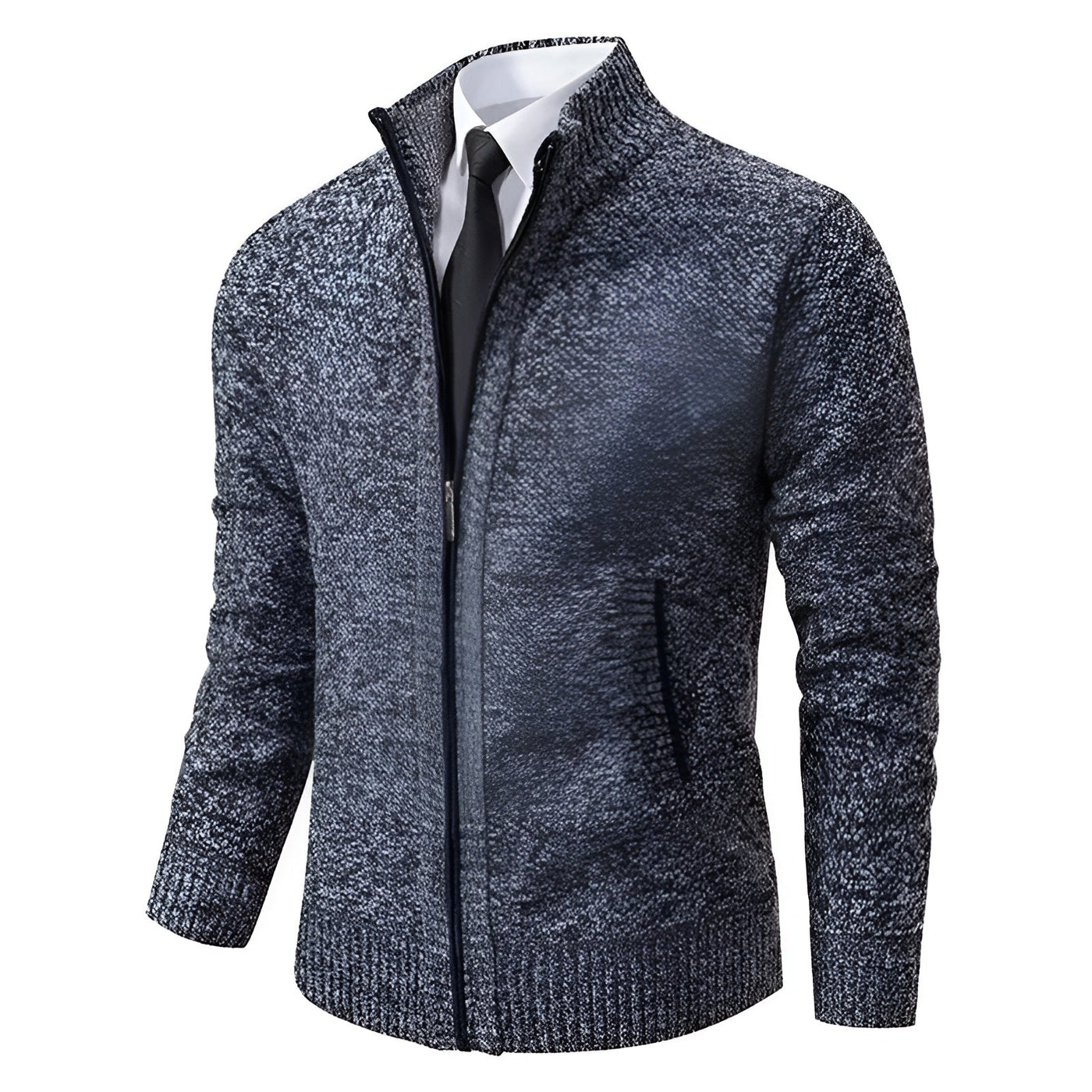 Klassischer Zip-Pullover Hellgrau - Max