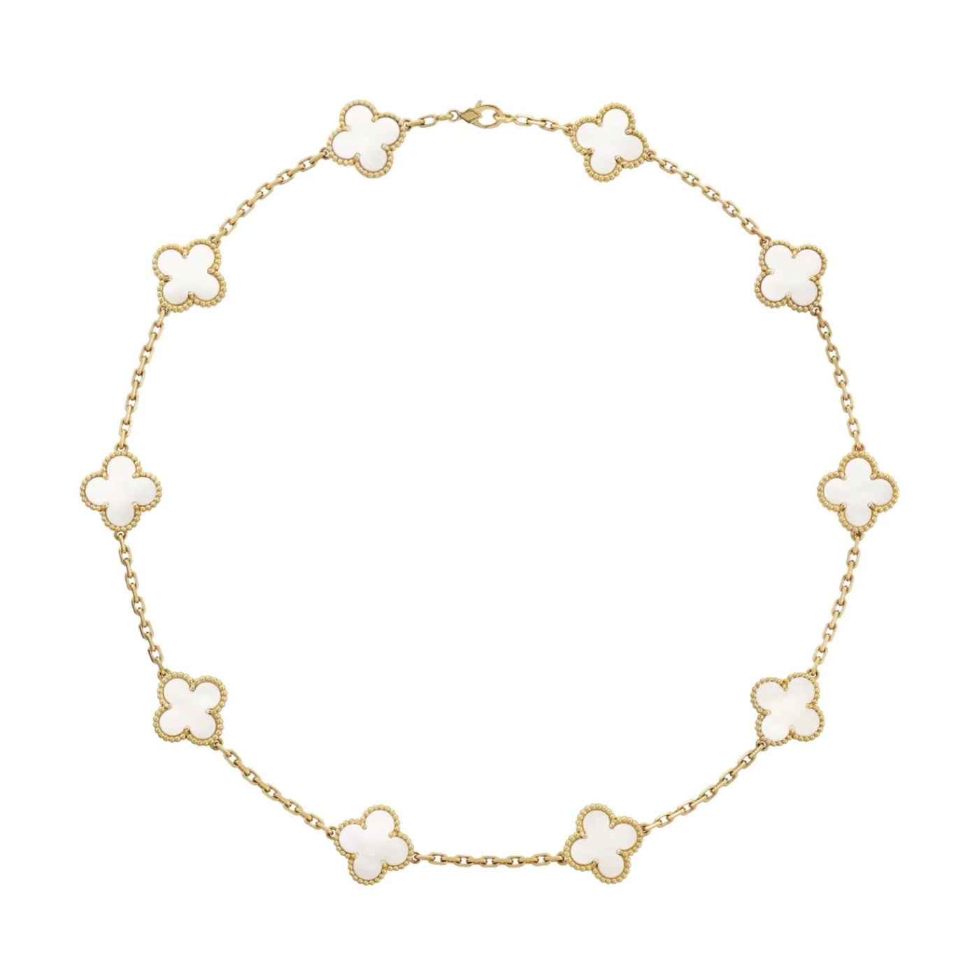 KLEEBLATT HALSKETTE 10 | WEISS GOLD