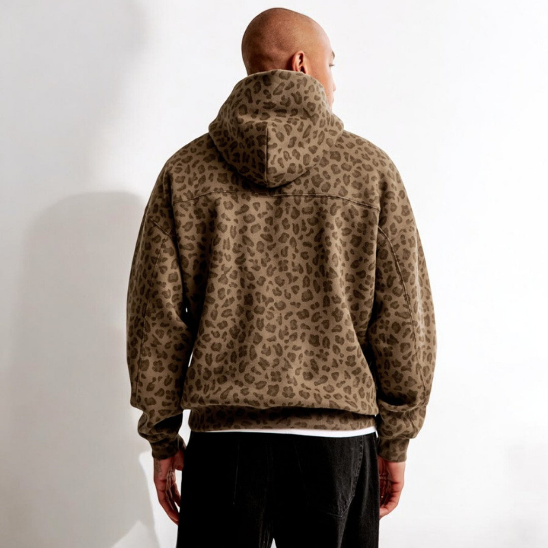 Herren Hoodie mit Leopardenmuster - Stylisch und Lässig für Streetwear