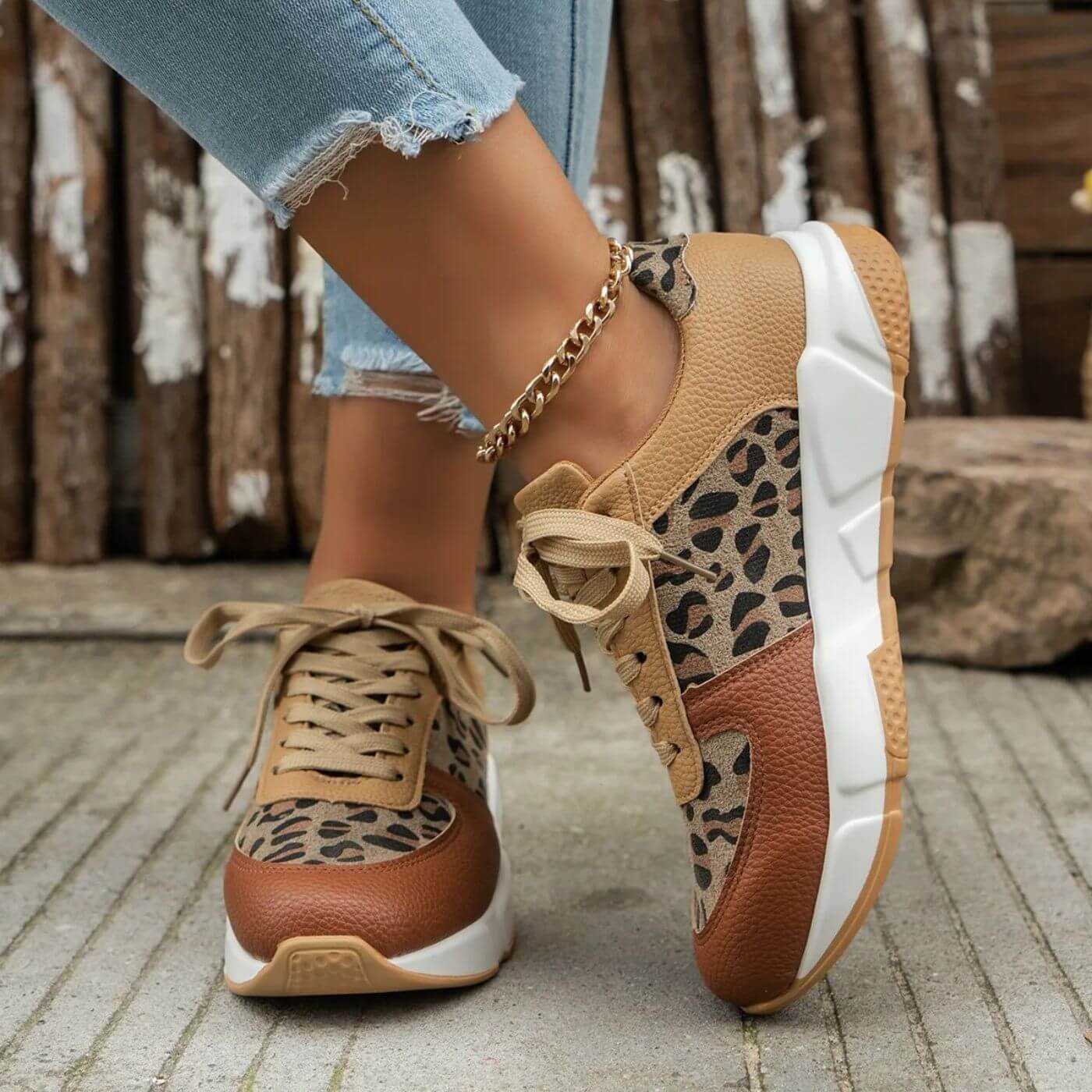 Orthopädische Leopardendruck Sneakers für Damen