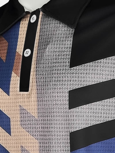 Herren Vintage-Stil Kurzarm-Hemd mit 1/4-Knopfleiste