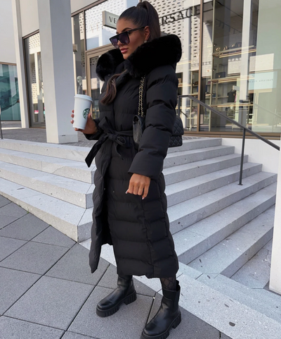 Langer Warmer Parka Schwarz - Nora