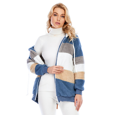 Damen Plüschjacke mit Kapuze