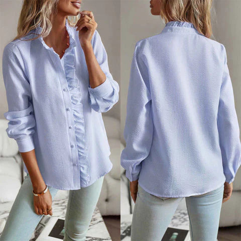 Ines – blaues hemd mit aufdruck