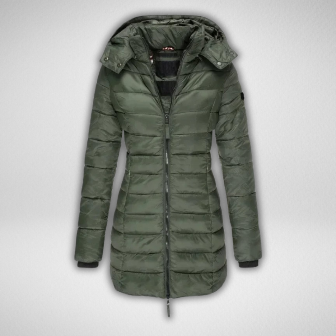 Janet | Lange Slim Fit Pufferjacke
