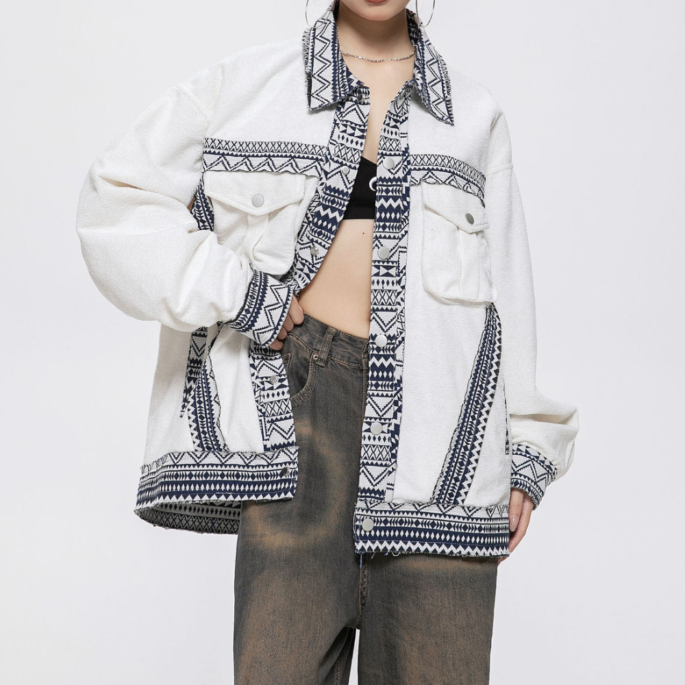 Modische Patchwork-Jacke für Damen