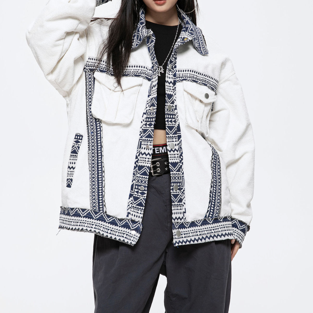 Modische Patchwork-Jacke für Damen