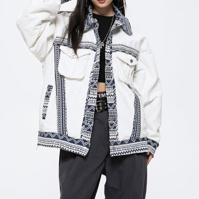 Modische Patchwork-Jacke für Damen
