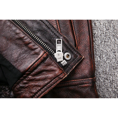 Elegante Herren-Echtlederjacke mit Reißverschluss und Knöpfen