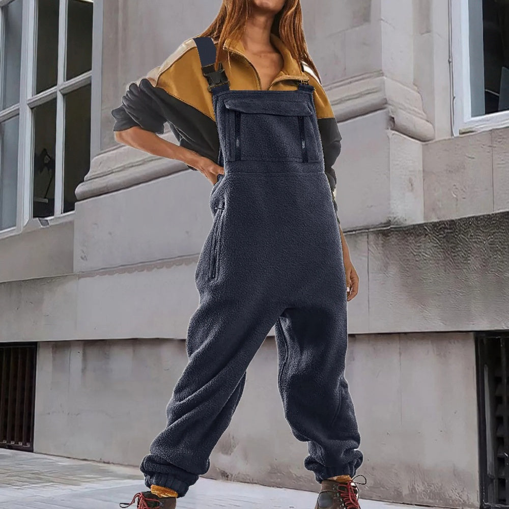 Damen Cord-Overall mit Fleece-Futter und verstellbaren Trägern
