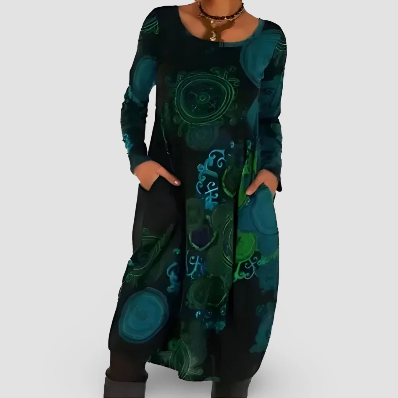 Elegantes Bohemien-Winterkleid für Damen mit langen Ärmeln