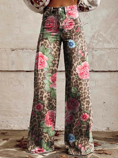 Bequeme Damen Palazzo-Hose mit floralem Muster
