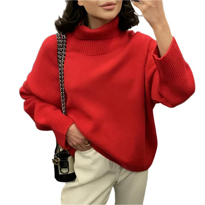 Warmer Damen Rollkragen-Pullover aus Strick | Weicher Winter-Pullover