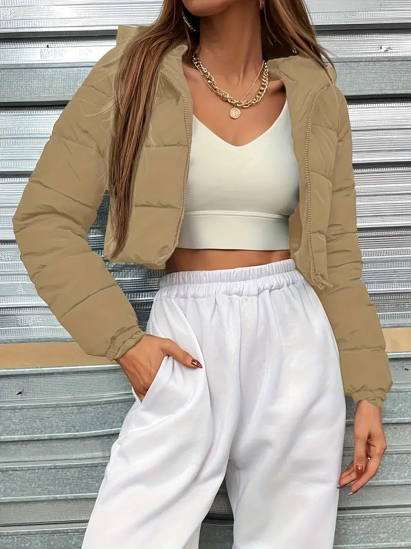 Crop Parka mit Kapuze für Frauen