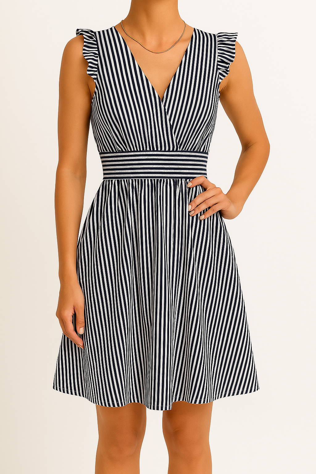 V-Ausschnitt Damen Sommer Midi Kleid - Lauga