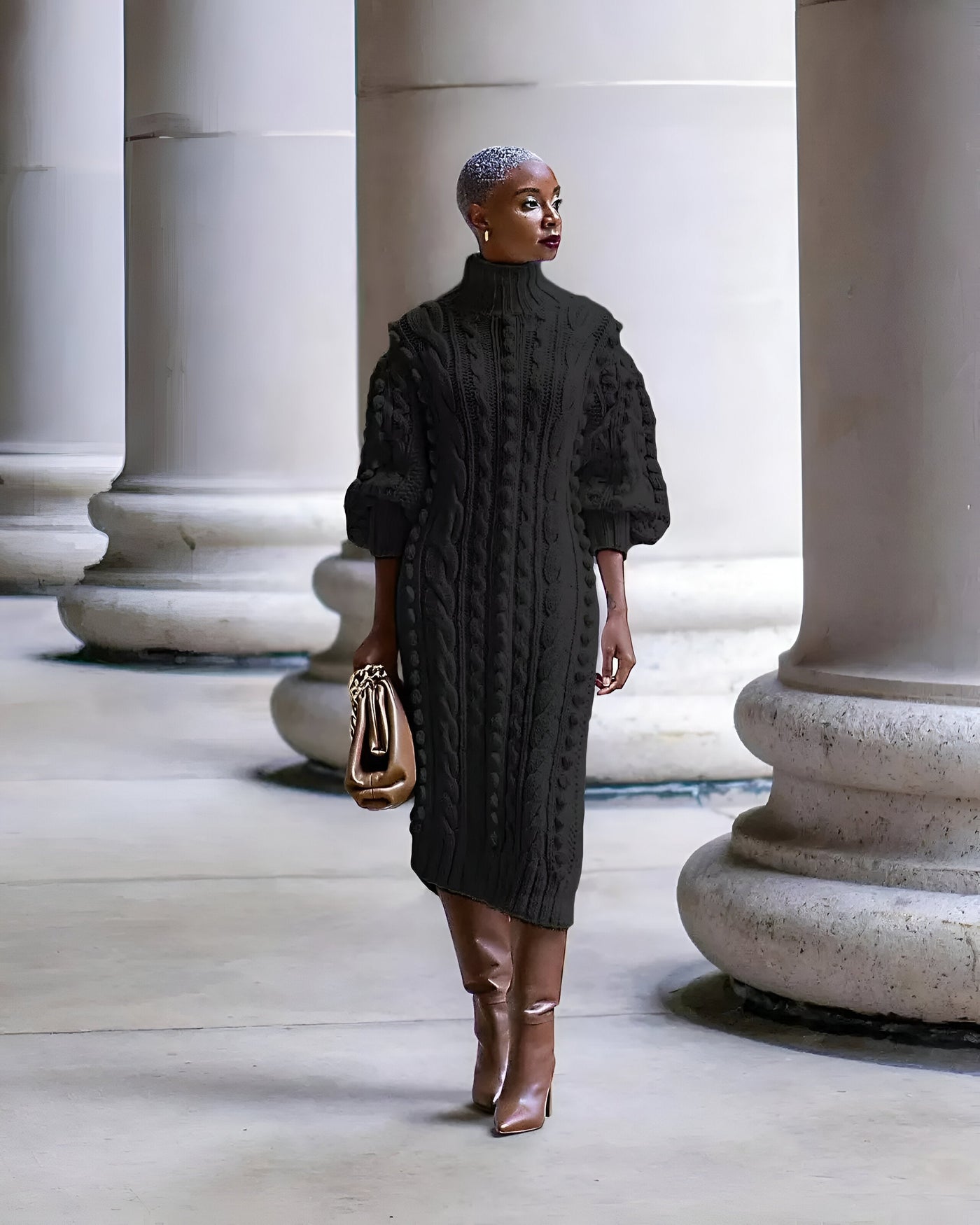 Briana | Sexy Strickkleid mit hohem Schlitz