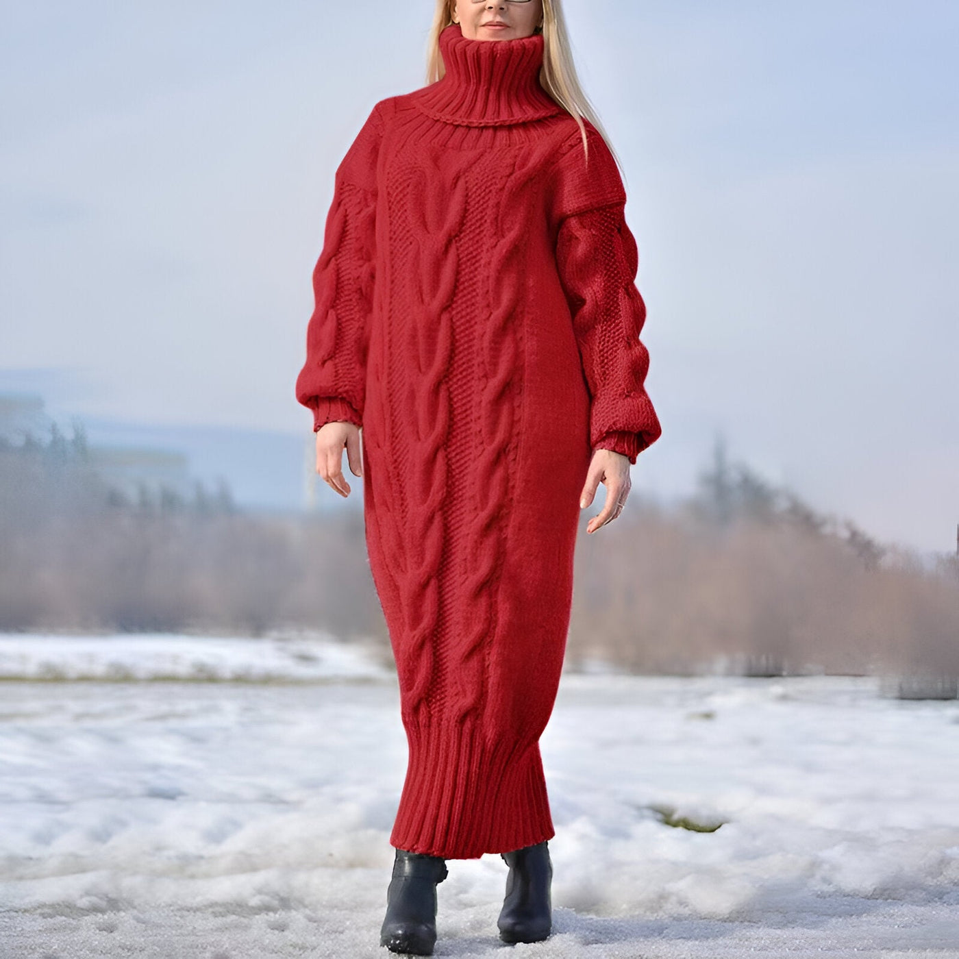 Clara | Gemütliches Oversized Rollkragen-Strickkleid