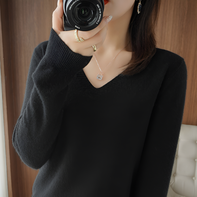 Lieselotte | Gemütlicher V-Ausschnitt Strickpullover